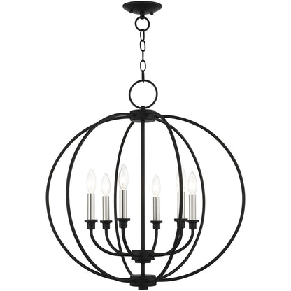 Livex Lighting Milania Collection 6 Lt Black Chandelier in Black with Brushed Nickel Accents 4666-04