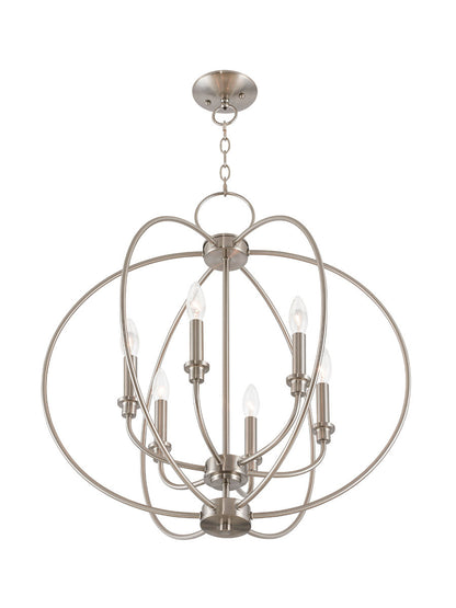 Livex Lighting Milania Collection 6 Light Brushed Nickel Chandelier in Brushed Nickel 4666-91