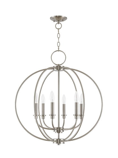 Livex Lighting Milania Collection 6 Light Brushed Nickel Chandelier in Brushed Nickel 4666-91