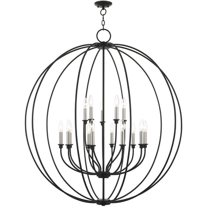 Livex Lighting Milania Collection 15 Lt Black Chandelier  in Black with Brushed Nickel Accents 46690-04