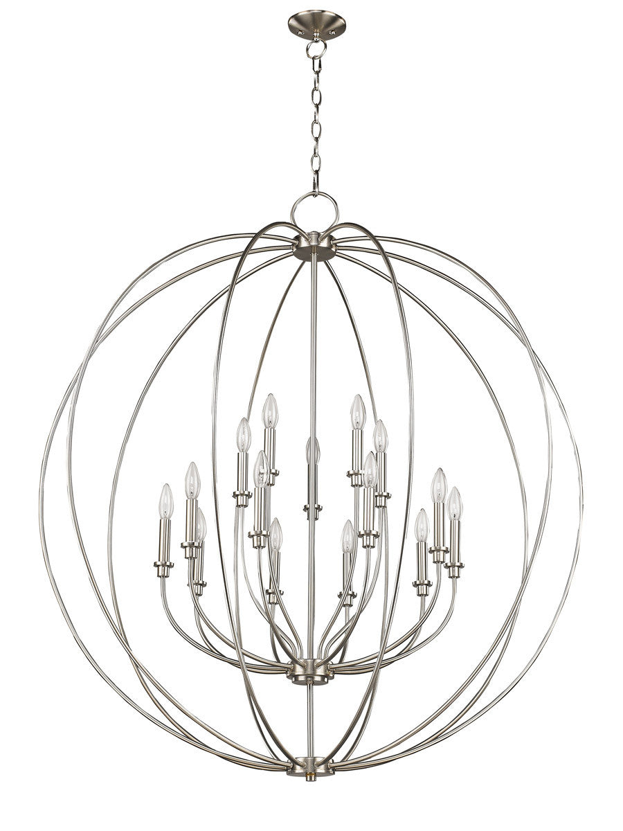 Livex Lighting Milania Collection 15 Light BN Foyer Chandelier in Brushed Nickel 46690-91