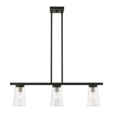 Livex Lighting Cityview Collection  3 Light Black with Brushed Nickel Accents Linear Chandelier in Black with Brushed Nickel Accents 46713-04