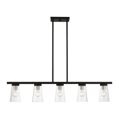 Livex Lighting Cityview Collection  5 Light Black with Brushed Nickel Accents Linear Chandelier in Black with Brushed Nickel Accents 46715-04