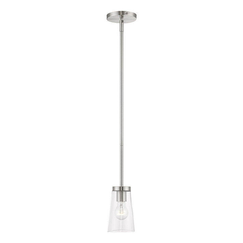 Livex Lighting Cityview Collection  1 Light Brushed Nickel Mini Pendant in Brushed Nickel 46717-91