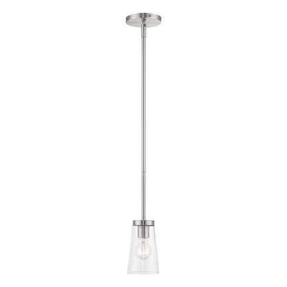 Livex Lighting Cityview Collection  1 Light Brushed Nickel Mini Pendant in Brushed Nickel 46717-91