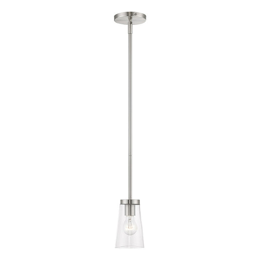 Livex Lighting Cityview Collection  1 Light Brushed Nickel Mini Pendant in Brushed Nickel 46717-91