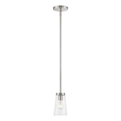 Livex Lighting Cityview Collection  1 Light Brushed Nickel Mini Pendant in Brushed Nickel 46717-91