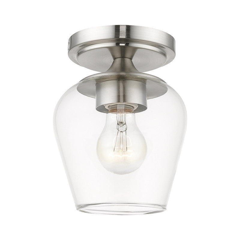 Livex Lighting Willow Collection  1 Light Brushed Nickel Flush Mount in Brushed Nickel 46720-91