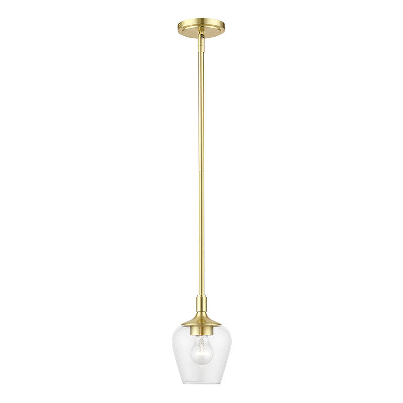 Livex Lighting Willow Collection  1 Light Satin Brass Single Pendant in Satin Brass 46721-12