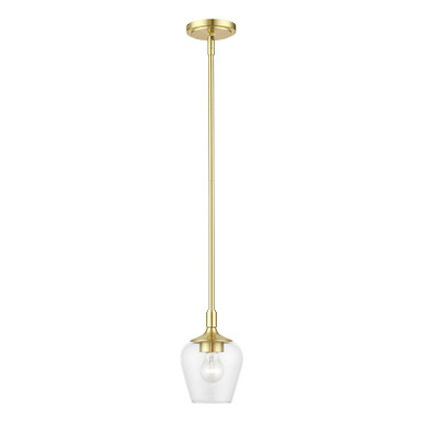 Livex Lighting Willow Collection  1 Light Satin Brass Single Pendant in Satin Brass 46721-12