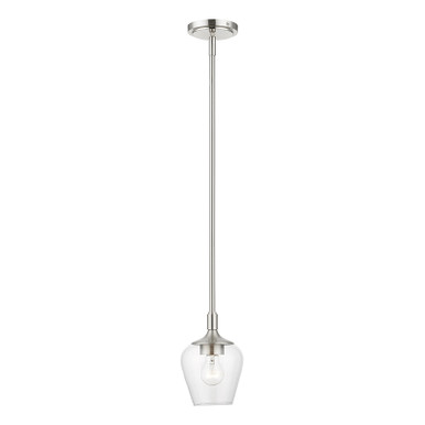 Livex Lighting Willow Collection  1 Light Brushed Nickel Single Pendant in Brushed Nickel 46721-91