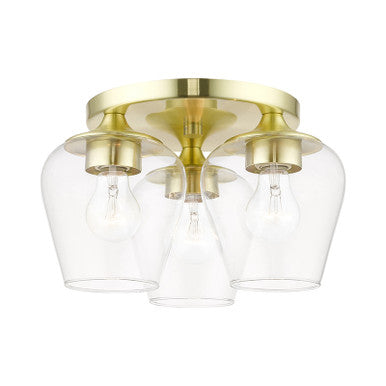 Livex Lighting Willow Collection  3 Light Satin Brass Flush Mount in Satin Brass 46723-12