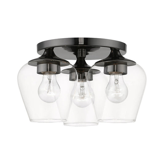 Livex Lighting Willow Collection  3 Light Black Chrome Flush Mount in Black Chrome 46723-46