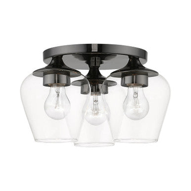 Livex Lighting Willow Collection  3 Light Black Chrome Flush Mount in Black Chrome 46723-46