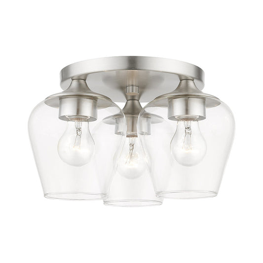 Livex Lighting Willow Collection  3 Light Brushed Nickel Flush Mount in Brushed Nickel 46723-91