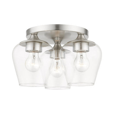 Livex Lighting Willow Collection  3 Light Brushed Nickel Flush Mount in Brushed Nickel 46723-91