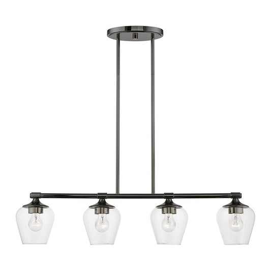 Livex Lighting Willow Collection  4 Light Black Chrome Linear Chandelier in Black Chrome 46724-46