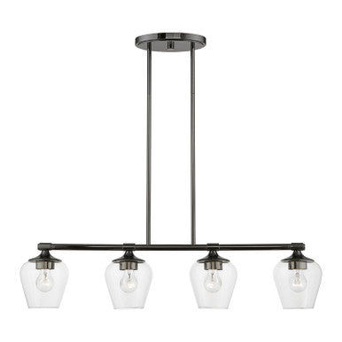 Livex Lighting Willow Collection  4 Light Black Chrome Linear Chandelier in Black Chrome 46724-46