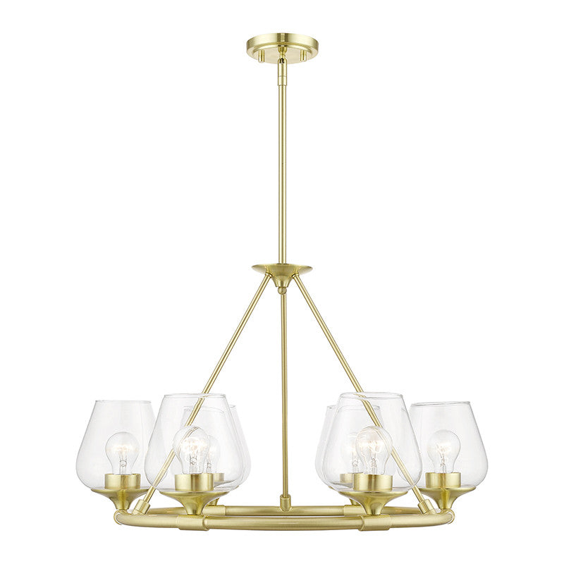 Livex Lighting Willow Collection  6 Light Satin Brass Chandelier in Satin Brass 46726-12