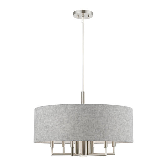 Livex Lighting Dakota Collection  7 Light Brushed Nickel Pendant Chandelier in Brushed Nickel 46736-91