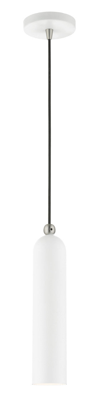 Livex Lighting Ardmore Collection  1 Light White Pendant in White with Brushed Nickel Accents 46751-03