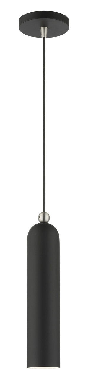 Livex Lighting Ardmore Collection  1 Light Black Pendant in Black with Brushed Nickel Accents 46751-04