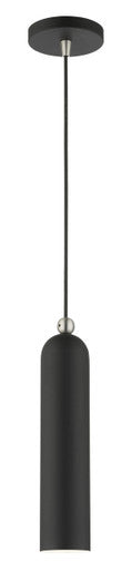 Livex Lighting Ardmore Collection  1 Light Black Pendant in Black with Brushed Nickel Accents 46751-04