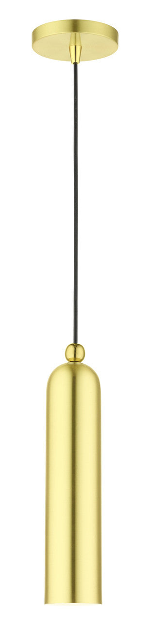 Livex Lighting Ardmore Collection  1 Light Satin BrassPendant in Satin Brass with Polished Brass Accents 46751-12