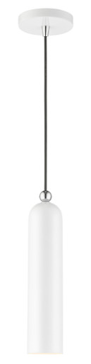 Livex Lighting Ardmore Collection  1 Light Shiny White Pendant in Shiny White with Polished Chrome Accents 46751-69