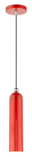 Livex Lighting Ardmore Collection  1 Light Shiny Red Pendant in Shiny Red with Polished Chrome Accents 46751-72