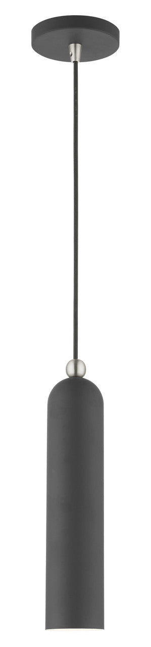 Livex Lighting Ardmore Collection  1 LightScandinavian Gray Pendant in  Scandinavian Gray with Brushed Nickel Accents 46751-76