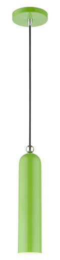 Livex Lighting Ardmore Collection  1 Light Shiny Apple Green Pendant in Shiny Apple Green with Polished Chrome Accents 46751-78