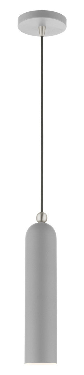 Livex Lighting Ardmore Collection  1 LightNordic Gray Pendant in  Nordic Gray with Brushed Nickel Accents 46751-80