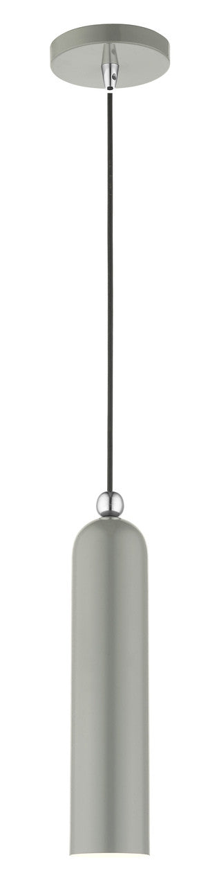 Livex Lighting Ardmore Collection  1 Light Shiny Light Gray Pendant in Shiny Light Gray with Polished Chrome Accents 46751-90