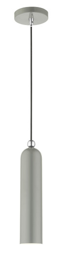 Livex Lighting Ardmore Collection  1 Light Shiny Light Gray Pendant in Shiny Light Gray with Polished Chrome Accents 46751-90