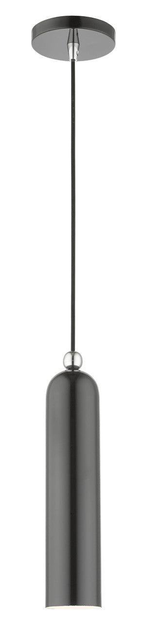 Livex Lighting Ardmore Collection  1 Light Shiny Dark Gray Pendant in Shiny Dark Gray with Polished Chrome Accents 46751-96