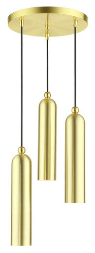 Livex Lighting Ardmore Collection  3 Light Satin BrassPendant in Satin Brass with Polished Brass Accents 46753-12