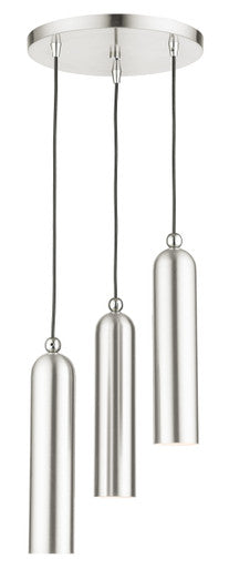 Livex Lighting Ardmore Collection  3 Light Brushed Nickel Pendant in Brushed Nickel with Polished Chrome Accents 46753-91