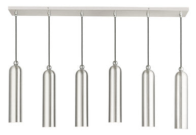 Livex Lighting Ardmore Collection  6 Light Brushed Nickel Linear Pendant in Brushed Nickel with Polished Chrome Accents 46757-91