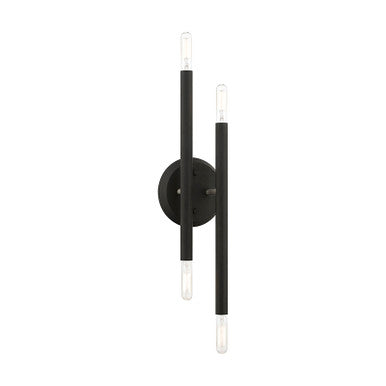 Livex Lighting Soho Collection  4 Light Black with Brushed Nickel Accents ADA Sconce in Black with Brushed Nickel Accents 46771-04