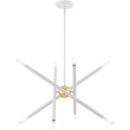 Livex Lighting Soho Collection 8 Lt White Chandelier in White with Polished Brass Accents 46774-03