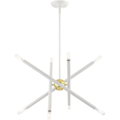 Livex Lighting Soho Collection 8 Lt White Chandelier in White with Polished Brass Accents 46774-03