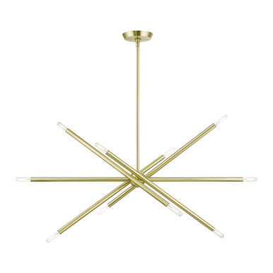 Livex Lighting Soho Collection  10 Light Satin Brass Linear Chandelier in Satin Brass 46777-12