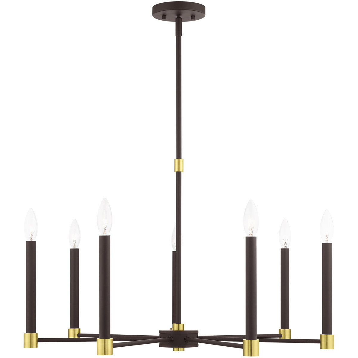 Livex Lighting Karlstad Collection 7 Lt Bronze Chandelier in Bronze with Satin Brass Accents 46887-07