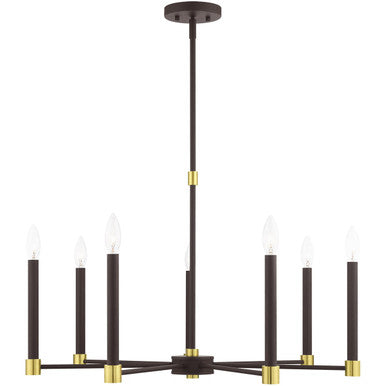 Livex Lighting Karlstad Collection 7 Lt Bronze Chandelier in Bronze with Satin Brass Accents 46887-07