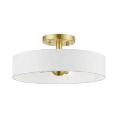 Livex Lighting Venlo Collection  4 Light Satin Brass with Shiny White Accents Semi-Flush in Satin Brass with Shiny White Accents 46927-12