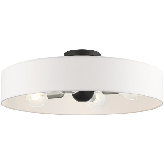 Livex Lighting Venlo Collection 4 Lt Black Semi Flush Mount  in Black with Brushed Nickel Accents 46928-04