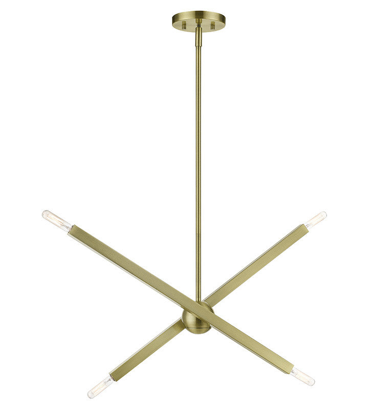 Livex Lighting Monaco Collection 4 Light Antique Brass Linear Chandelier 46983-01