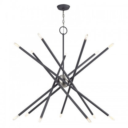 Livex Lighting Soho 14 Light Scandinavian Gray Extra Large Foyer Chandelier with Brushed Nickel Finish Accents 47009-76