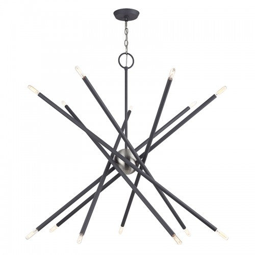 Livex Lighting Soho 14 Light Scandinavian Gray Extra Large Foyer Chandelier with Brushed Nickel Finish Accents 47009-76